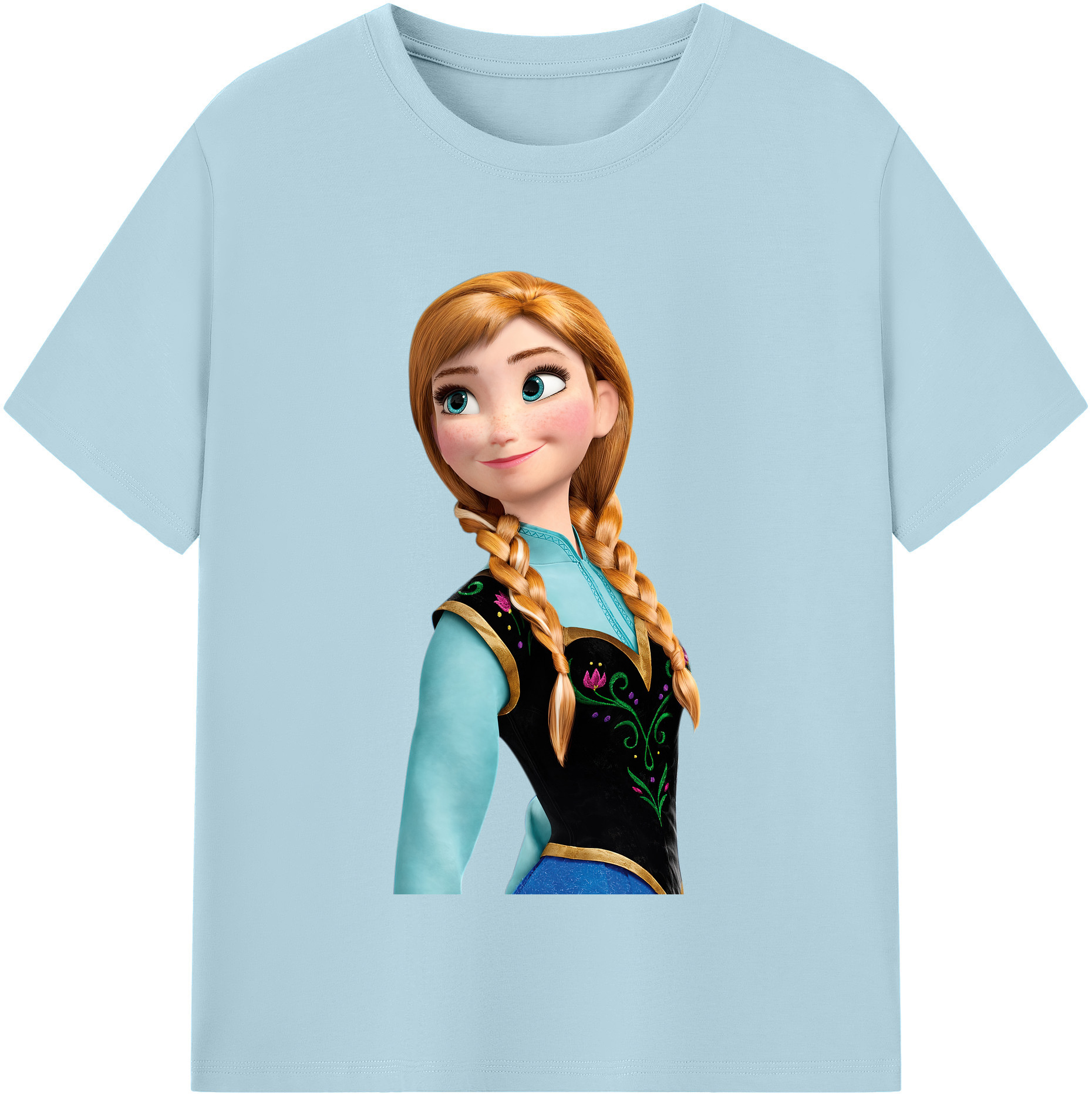 （画像用） アナと雪の女王 アンナ エルサ Frozen Anna Elsa 綿100％半袖Tシャツ（フロントプリント）